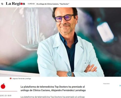El doctor de Clínica Casiano, Alejandro Fernández Larrañaga, reconocido por Top Doctor